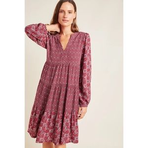Maeve Amber Tiered Tunic Dress Burgundy MEDIUM